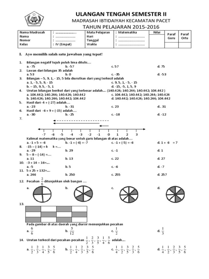 soal matematika kelas 4 semester 2