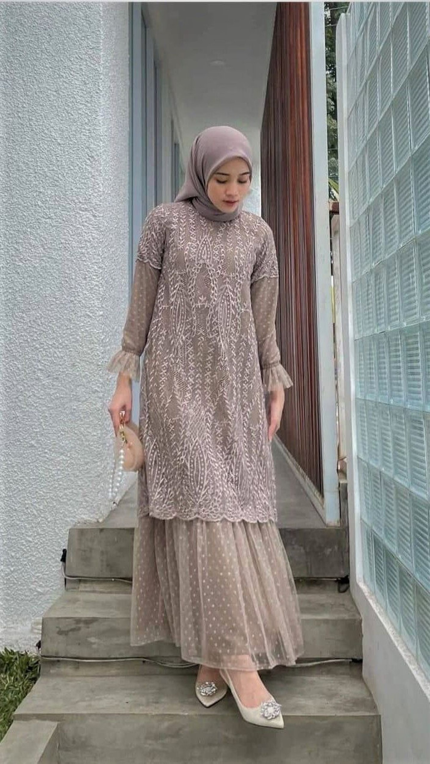 model gamis brokat terbaru 2023 simple elegan